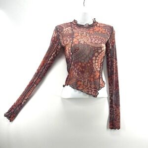 Urban Outfitters Sheer Mesh Top S Fall Indie Edgy Hippie Boho Artsy Hanky Hem